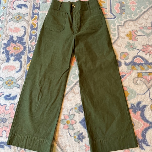 Maeve Moss Green linen wide leg pants - Picture 3 of 3